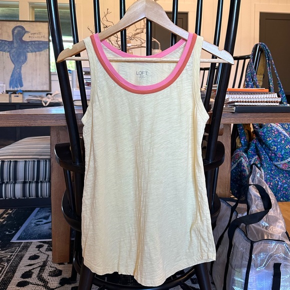 ANN TAYLOR LOFT Outlet Sleeveless Ringer Tee in Yellow Pink Orange Sherbet — S - Picture 5 of 5